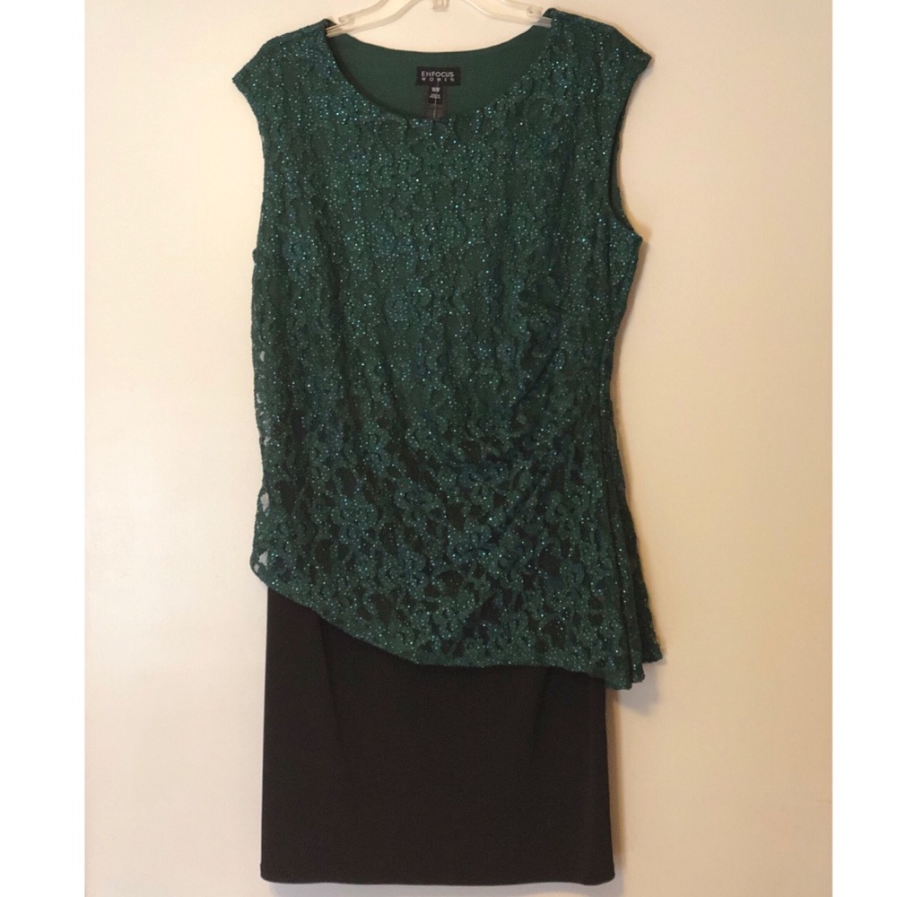Emerald green and black dress